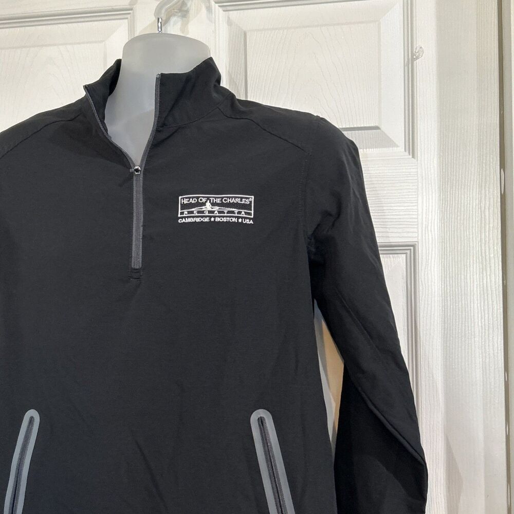 Head Of The Charles Regatta Black Windbreaker 1/4 Zip Jacket Men's S
